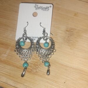 Intricate Silver and Turquoise Chandelier Earrings